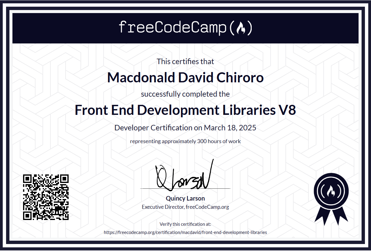 Front End Libraries Certificate