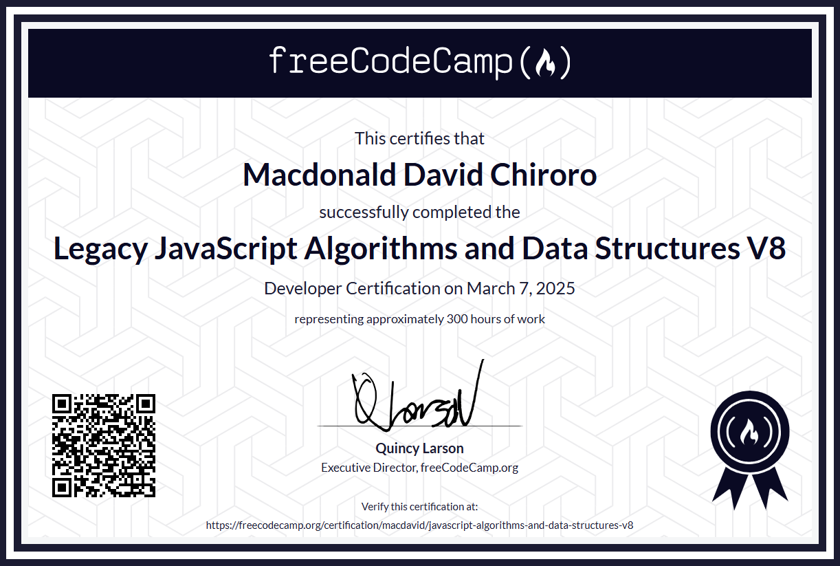 JavaScript Algorithms Certificate
